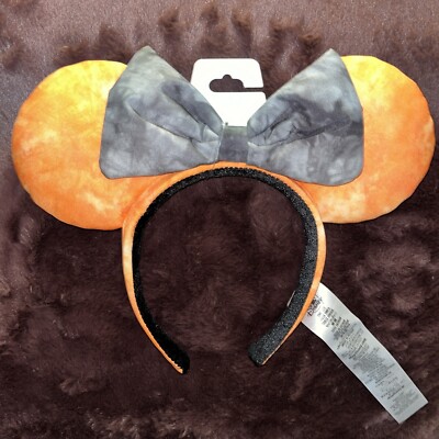 Disney Parks Halloween Orange and Gray Acid Wash Minnie Ears Headband Disney Parks 2022 Halloween Orange Acid Wash Minnie Mouse  main image 4