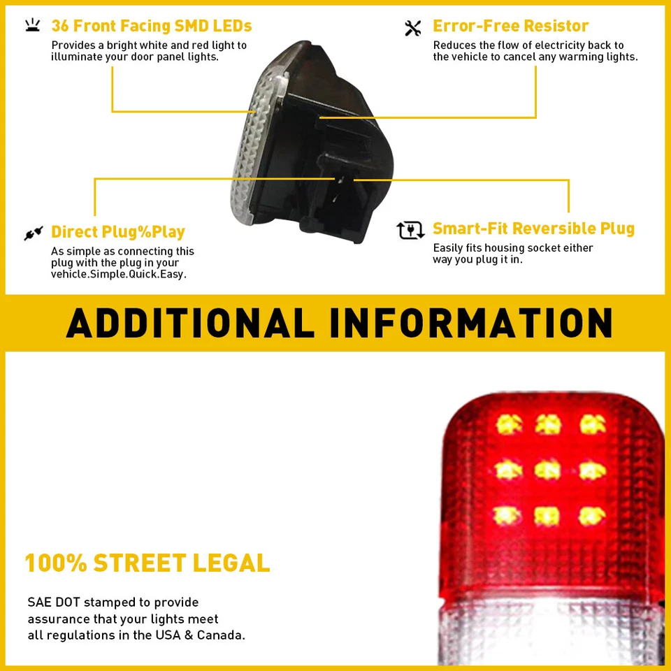 Par de luces LED de cortesía para puerta Chevy Silverado Suburban Tahoe GMC Sierra Yukon Foto 4 de 4