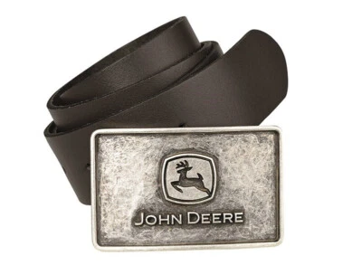 John Deere Herren Leder Gürtel Schwarz Jeans Schnalle Echt Hosen Männer Schließe