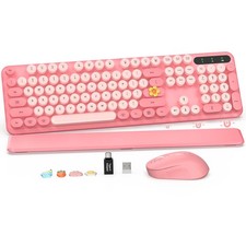 Wireless Keyboard and Mouse Combo, Cute Full-Size Retro Typewriter Keyboard w...