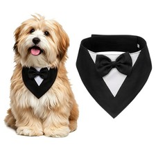 Dog Tuxedo Bandana Collar, Adjustable Formal Dog Tuxedo Bandana, Black, S