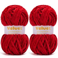 Velvet Yarn Chenille Yarn for Crocheting and Knitting Soft Chenille Bulky Bab...