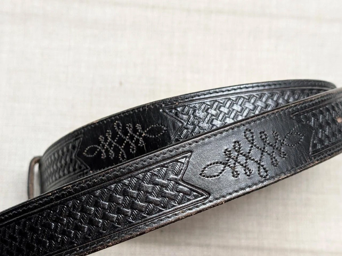 Vintage Silver Creek Collection Black Southwestern Leather Belt Silver Creek Leather Belt - Etsy main image 2