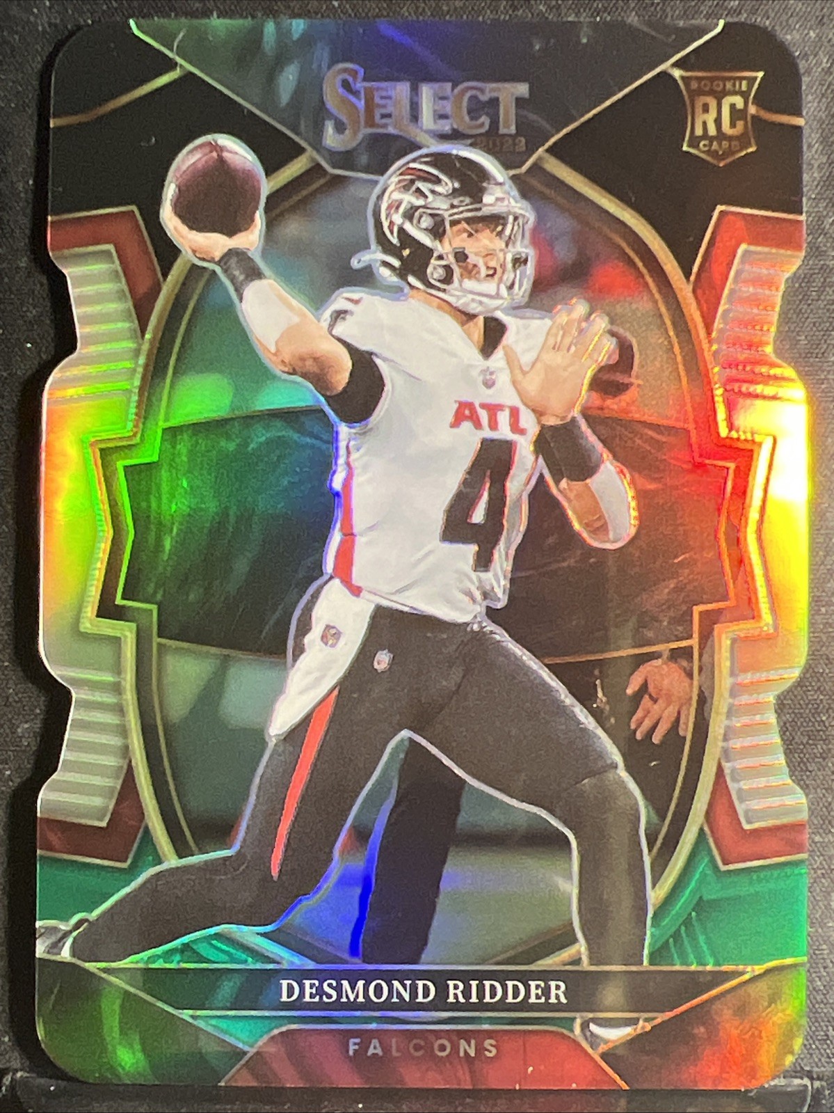 Desmond Ridder 2022 Panini Select Concourse Black & Green Prizm Die-Cut #36