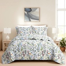 Quilt King Size 100 Cotton - Soft Lightweight Quilt Bedding Set, Floral Patt...