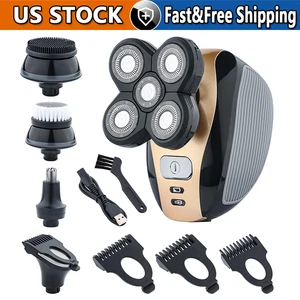 5-in-1 Rotary Electric Shaver 4D Rechargeable Bald Head Hair Beard Trimmer Razor