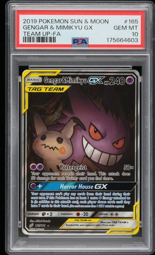 POKEMON GENGAR & MIMIKYU GX 2019 SUN & MOON TEAM UP #165 PSA GEM MINT 10