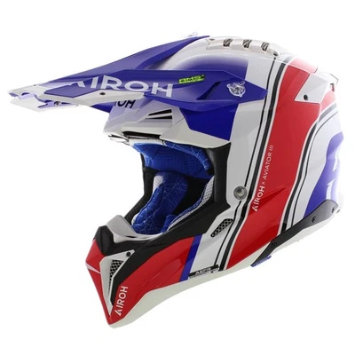 Casque Airoh MX Aviator 3 AMS² Hima bleu brillant blanc rouge - Photo 1/4