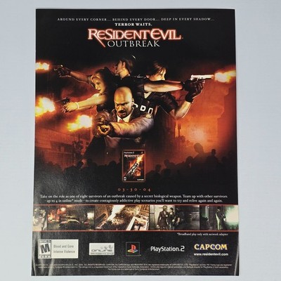 resident Evil Outbreak PlayStation 2 PS2 Terror Waits Print Ad/Poster