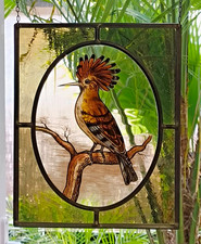 Bleiverglasung, Fensterbild, Suncatcher, Glasmalerei "Wiedehopf"