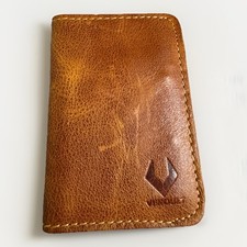 Genuine Leather Slim Wallet Card Holder Brown Minimalist Bifold