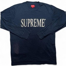 Supreme Gold Logo Raised Lettering Tee Black Size L
