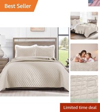 Reversible King Size Quilt Bedding Set with Pillow Shams, Lightweight Quilts ...