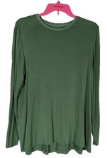 H by Halston Essentials Green Crew Neck Long Sleeve Hi-Low Hem Top Size M No Tag