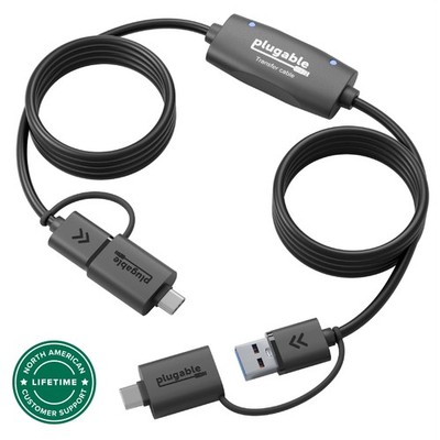 Plugable USB Data Transfer Cable with USB-C Adapters, 6.6ft