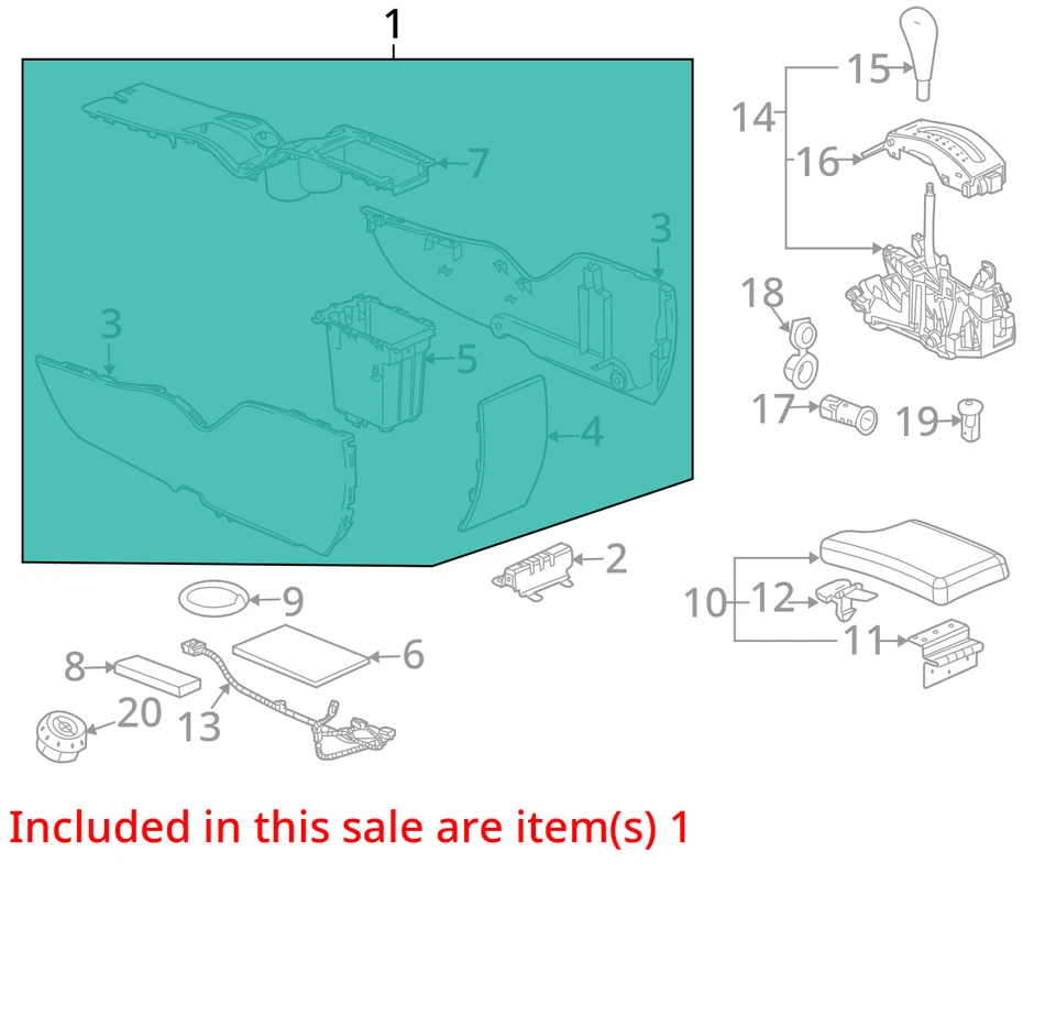 FITS 2006-2008 PONTIAC GRAND PRIX CONSOLE ASM F FLR *EBONY 19148838 -  NEW OEM - Image 2 of 3