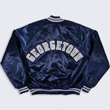 Georgetown Hoyas Vintage 90s Chalk Line Satin Bomber Jacket