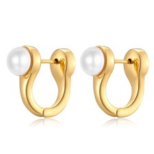 Pearl Earrings for Women, Small Pearl Gold Drop Earrings Hypoallergenic Dainty E