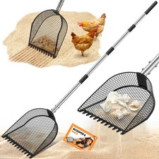 Metal Chicken Poop Scooper and Rake 2-in-1, Chicken Coop Scoop for Poop Sand ...