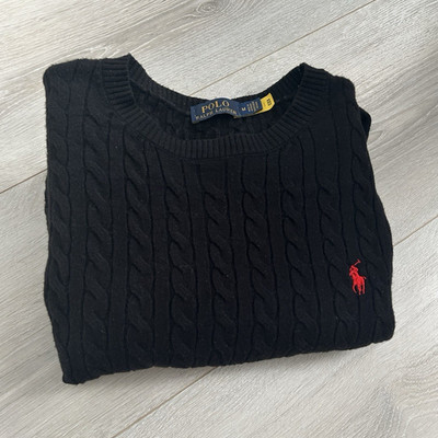 Polo Ralph Lauren Herren Strickpullover Zopfmuster Schwarz Rundhals M