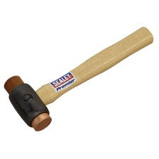 Image of Sealey Electrolytic Copper/Rawhide Faced Hammer With Hickory Shaft 1.5lb CRF15