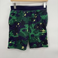 Adidas Youth Allover Print Green Camo French Terry Sweat Shorts Size XL 13E