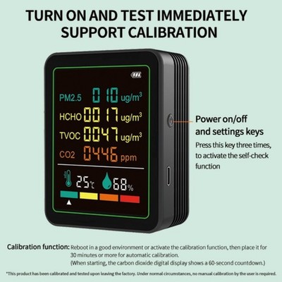 Multi Parameter Luftqualitätsmonitor 6 in 1 TVOC PM2 5 Temperatur Luftfeuchtigk