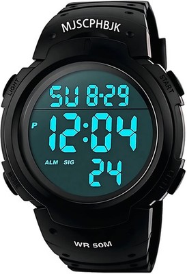 MJSCPHBJK Mens Digital Sports Watch, Waterproof LED Screen Large Face black 