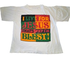 Camiseta De Colección I Live For Jesus That’s Why I’m Blest Thrashed Boot Leg L DEFECTOS