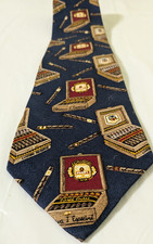 Embassy Row Blue Hand Sewn Silk Tie USA Made Cigar Smoking Cigar Boxes 57 x 4