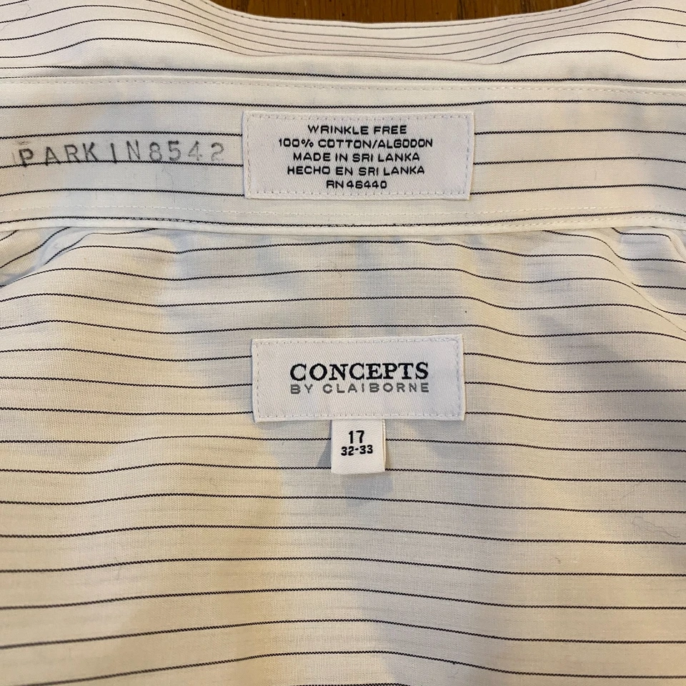 Рубашка Minimalist Concepts от Claiborne без складок белая в тонкую полоску хлопок - Изображение 4 из 4