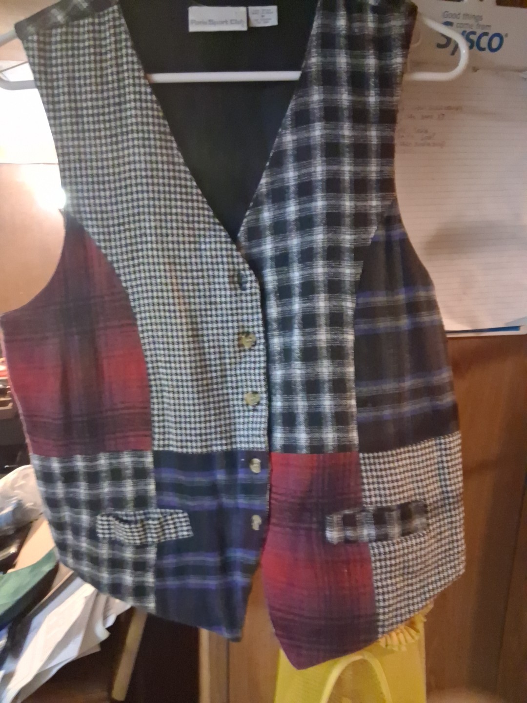 Patchwork Button Down Vest . Unique Vintage 90's … - image 1