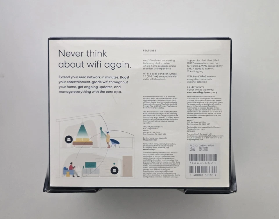 eero 6 - Extender - Dual-Band Mesh Wi-Fi 6 Extender - Up to 1500 sq. ft - White - Image 2 of 2