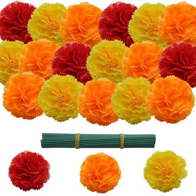 Artificial Silk Marigold Flower Fake Cempasuchil Day Of Dead Decor 100 PCS
