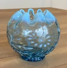 Fenton Blue Daisy Fern Glass Rose Bowl -  Candy Dish - Vase - Vintage