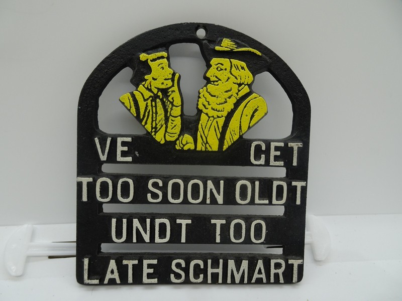 Vintage Black Metal Trivet with Good Phrase --0923