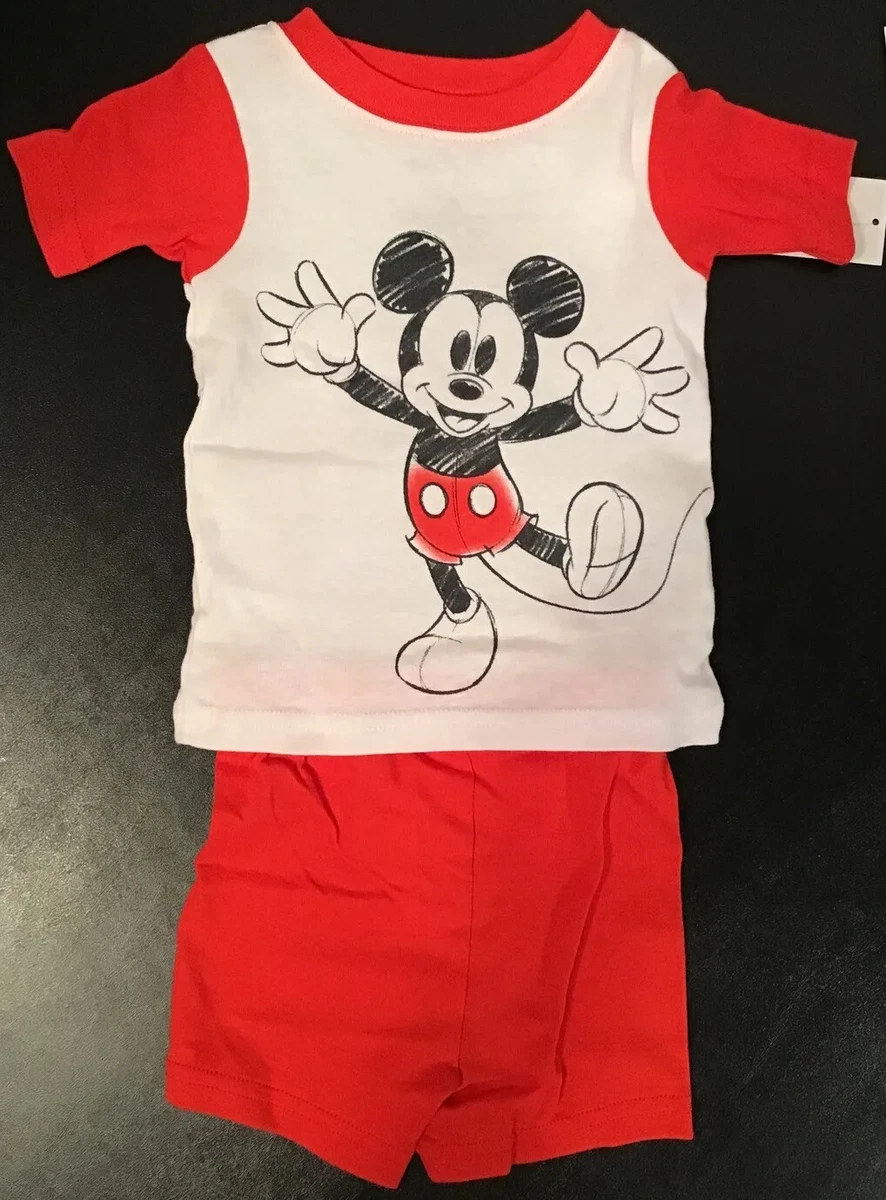 MIckey Mouse 12 M Pajama Shorts Set Pjs Red Short Sleeve PJ Sleep Set
