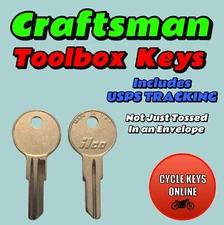 2 Craftsman Toolbox Keys cut to code for key codes 001-250