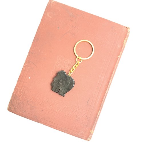 Vintage Greek Keychain Black Elephant Gold Details Crystal Eye Key Ring Handmade - Picture 3 of 8