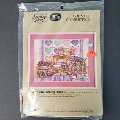 New Vtg 1987 Something Special Cross Stitch Kit  Quilt & Rocking Horse 50338
