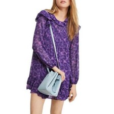 Free People These Dreams Long Sleeve Minidress Violet Combo XS