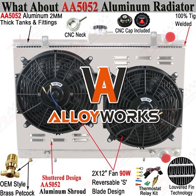 3-Row Radiator+Shroud Fan Fit 1994-1997 Nissan Skyline R34 R33 GTR GTST RB25DET