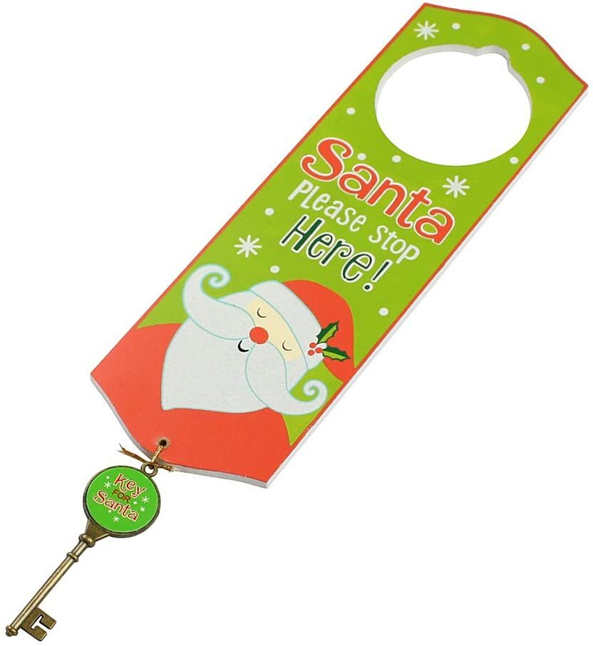 Magical Key For Santa with 'Santa Please Stop Here' Xmas Decoration Door Hanger
