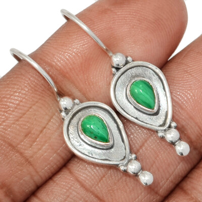Natural Malachite - Congo 925 Sterling Silver Earrings DSA2 CE44610