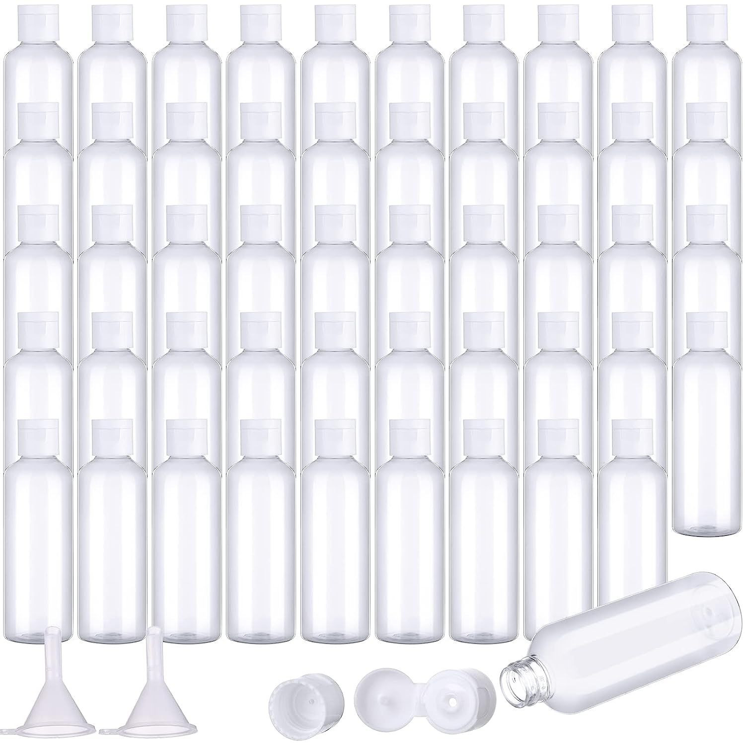 Gandeer 50 Piece 3.4 oz Travel Bottles with Flip Cap Clear Plastic clear 