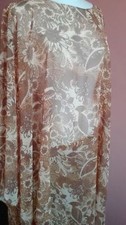earthy brown floral georgette lagenlook kaftan semi sheer XXL 38" length sale