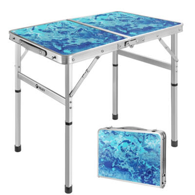 VILLEY 2FT Portable Folding Camping Table Small Picnic Table w/Adjustable Height