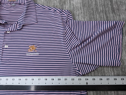 Peter Millar Summer Comfort Polo Pink Men's XL Golf Striped Stretch Wicking - Picture 9 of 10