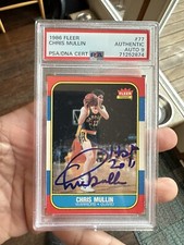 CHRIS MULLIN signed 1986 Fleer #77 RC WARRIORS PACERS HOF PSA AUTO 9