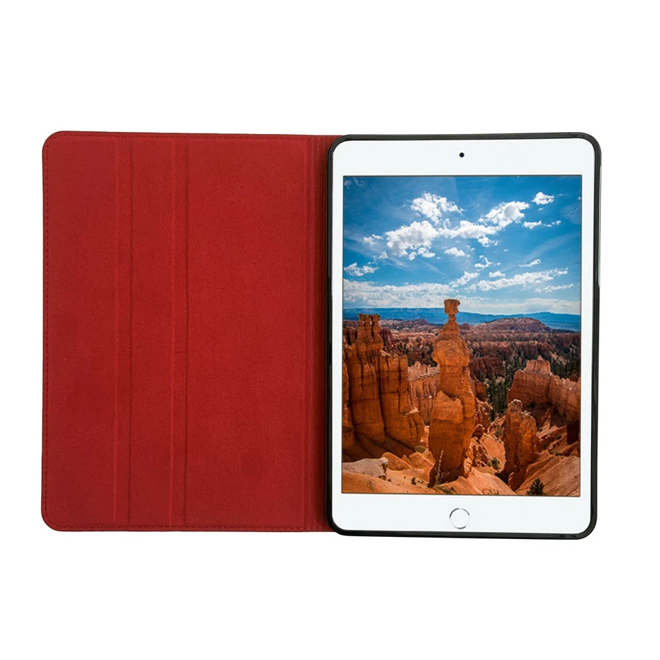 iPad Mini 5 Genuine Cowhide Leather Folio Stand Case Cover w/ Sleep-Wake - Image 3 of 4